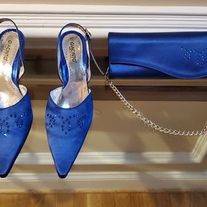 Royal blue italian shoe and bag set